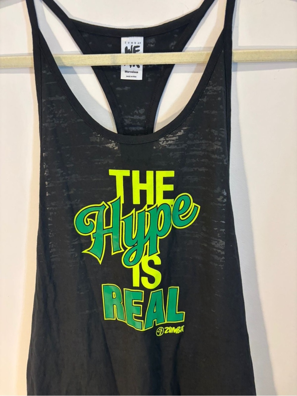 Zumba "The Hype Is Real" Black Racerback Tank Top - Size S - Women’s